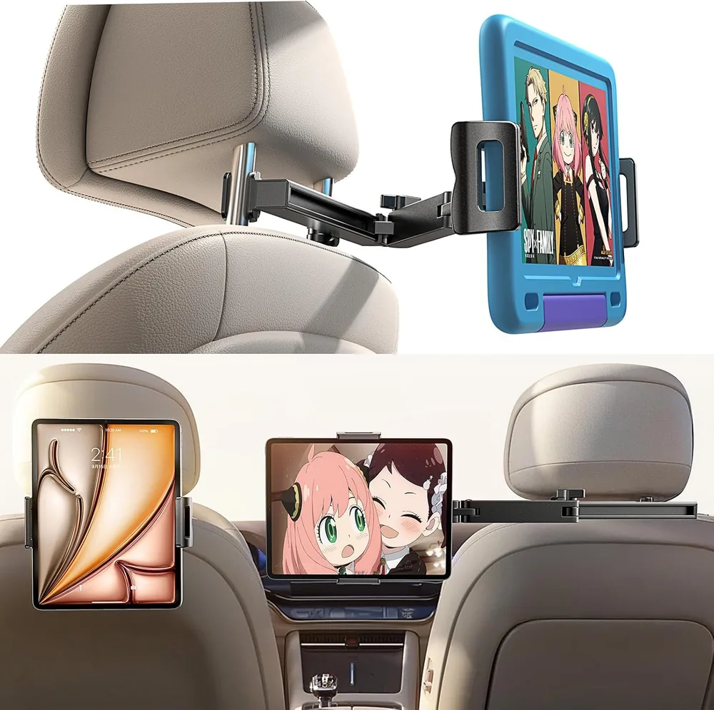 LISEN Car Headrest Tablet Holder - [3 in 1 Extension Arm] Adjustable Tablet Car Mount for Back Seat (4.7-11.9) product view