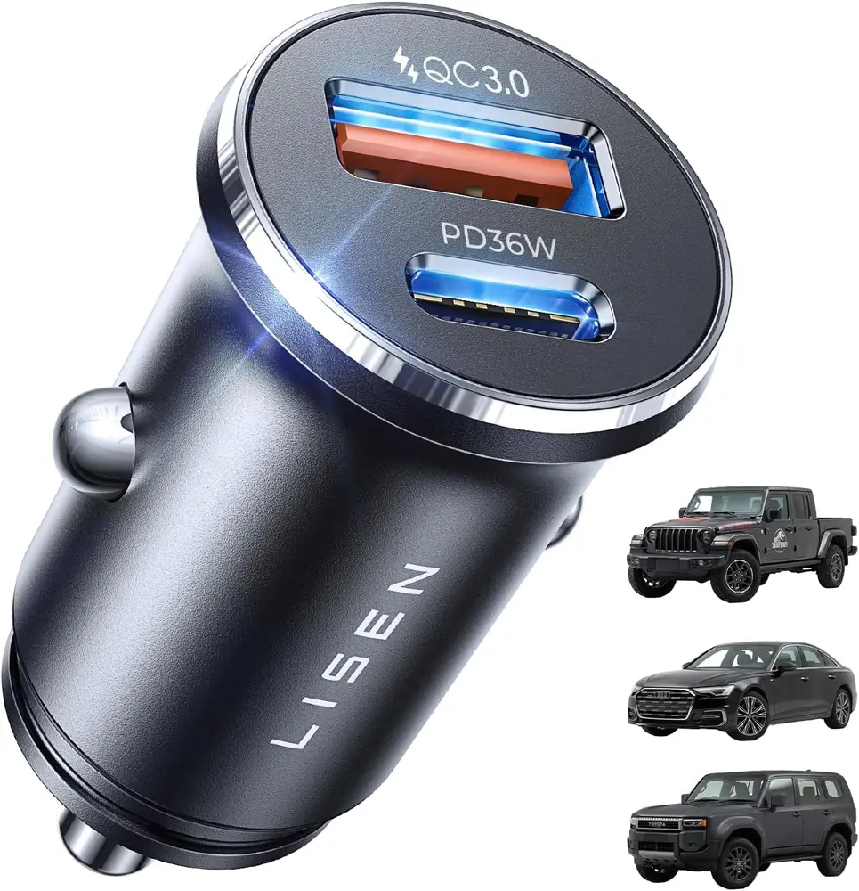 LISEN 69W Mini Cigarette Lighter Adapter Car Charger USB C Fast Charging product view