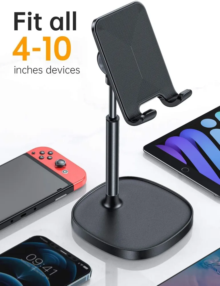 LISEN Cell Phone Stand Adjustable Phone Holer for Desk feature view for Full Black · 1 Count