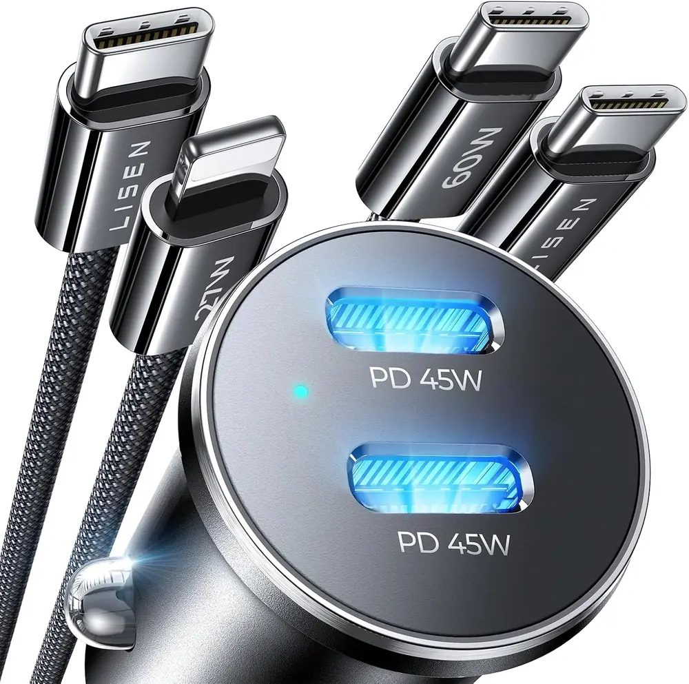 LISEN 90W Car Charger USB C Fast Charge, USB C Car Charger for iPhone 18 Pro product view