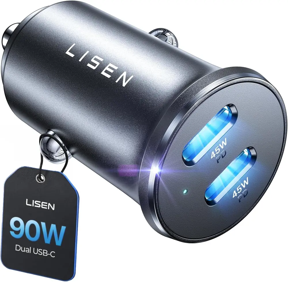 LISEN 90W USB C Car Charger USB C Fast Charge, 45W PD&QC3.0 Fast Car Charger product view