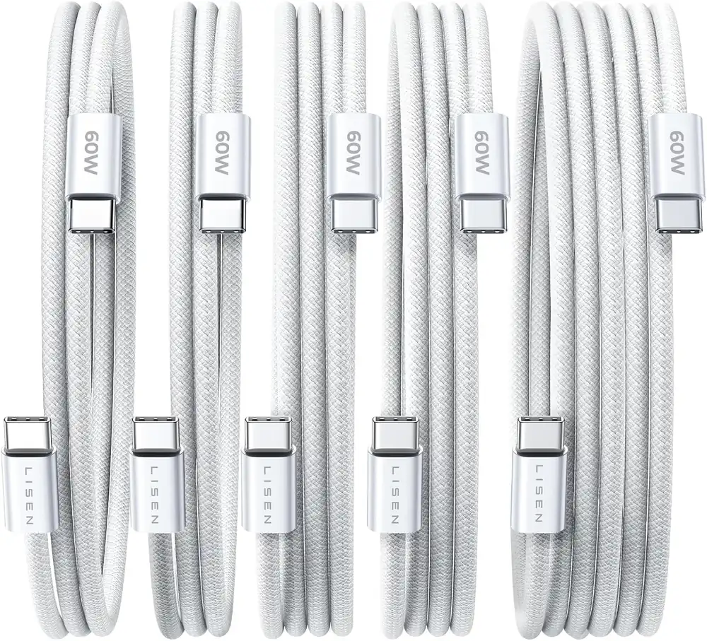 LISEN USB C Cable - Black | Grey | Grey | Grey | Midnight | Grey | Grey · 5 Count