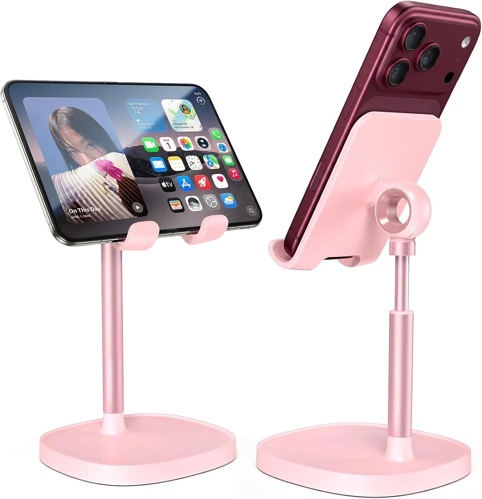 LISEN Cell Phone Stand iPhone Holder for Desk, Pink Gifts for Women Girls - A- Pink · 1 Count