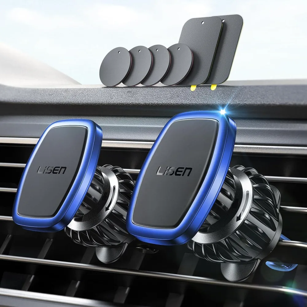 LISEN 2 Pack Magnetic Phone Holder for Car Magnet for Phone Car Mount Vent 6 Military Magnets Vent Cell product view
