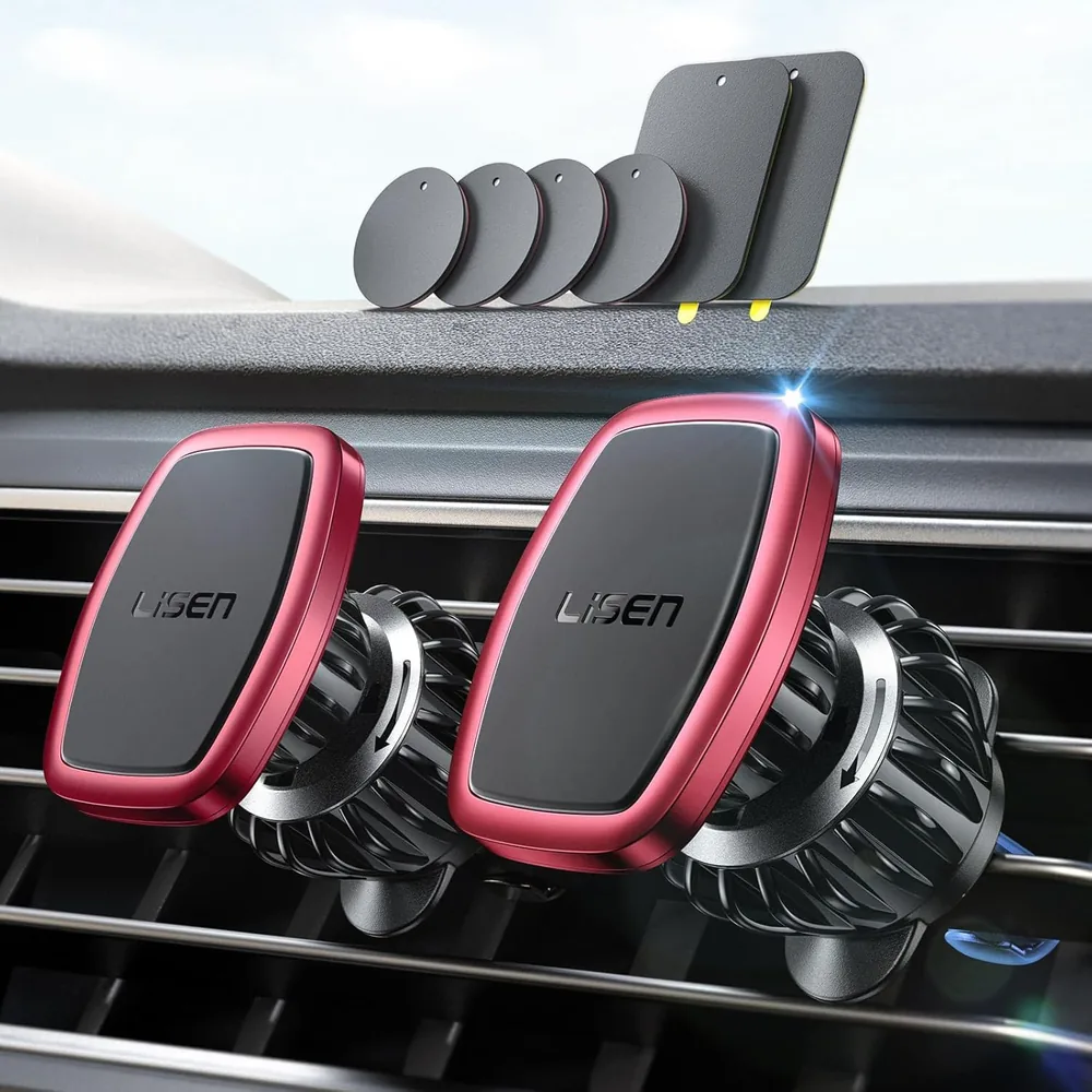 LISEN 2 Pack Magnetic Phone Holder for Your Car Mount 6 Military Magnets Car Phone Holder Mount Vent Cell - Red · 2 Count