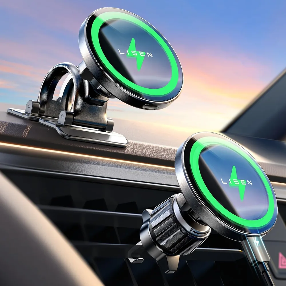 LISEN 15W MagSafe Car Mount Charger, Magnetic Phone Holders for Your Car product view