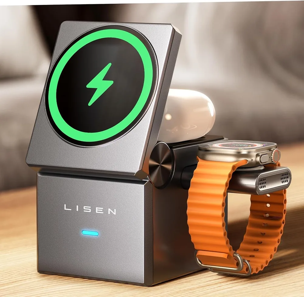 LISEN Qi2 Magsafe Charger Stand 3 in 1 Charging Station for Apple iPhone and Watch Charging Station for product view