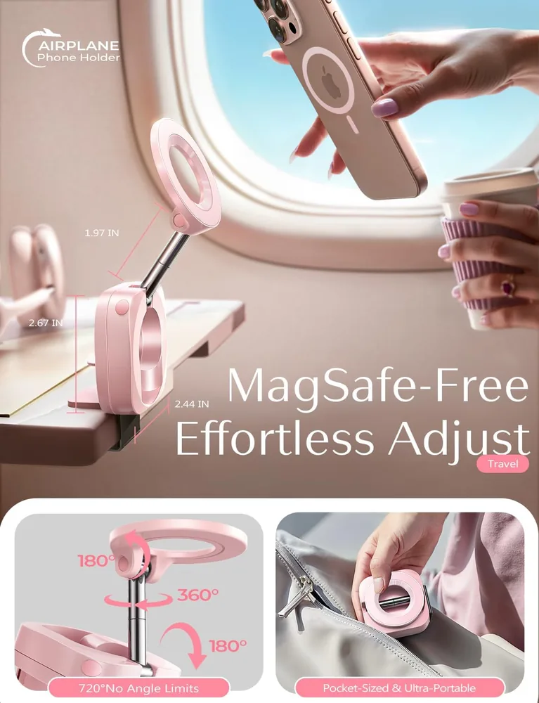 LISEN Airplane Travel Essentials for Flying Airplane Phone Holder for Desk feature view for Pink · 1 Count