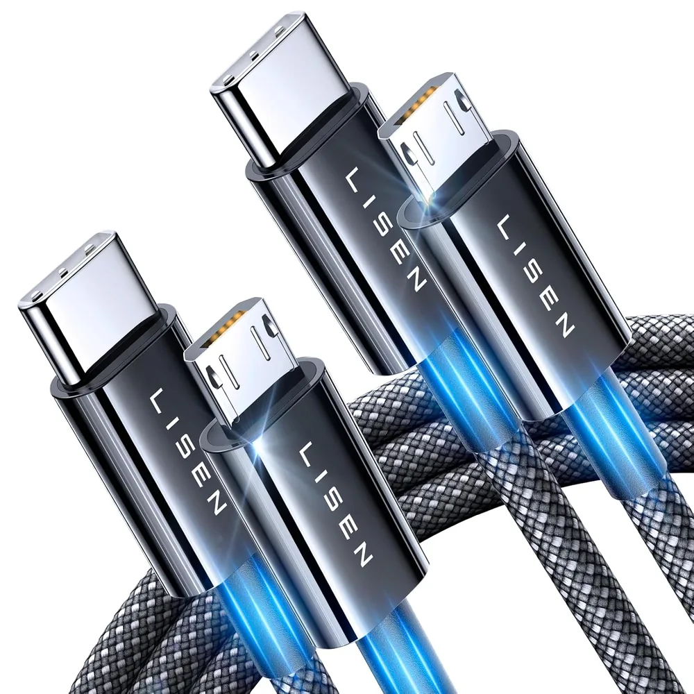 LISEN USB C to Micro USB Cable, 2-Pack 3.3FT Nylon Braided product view