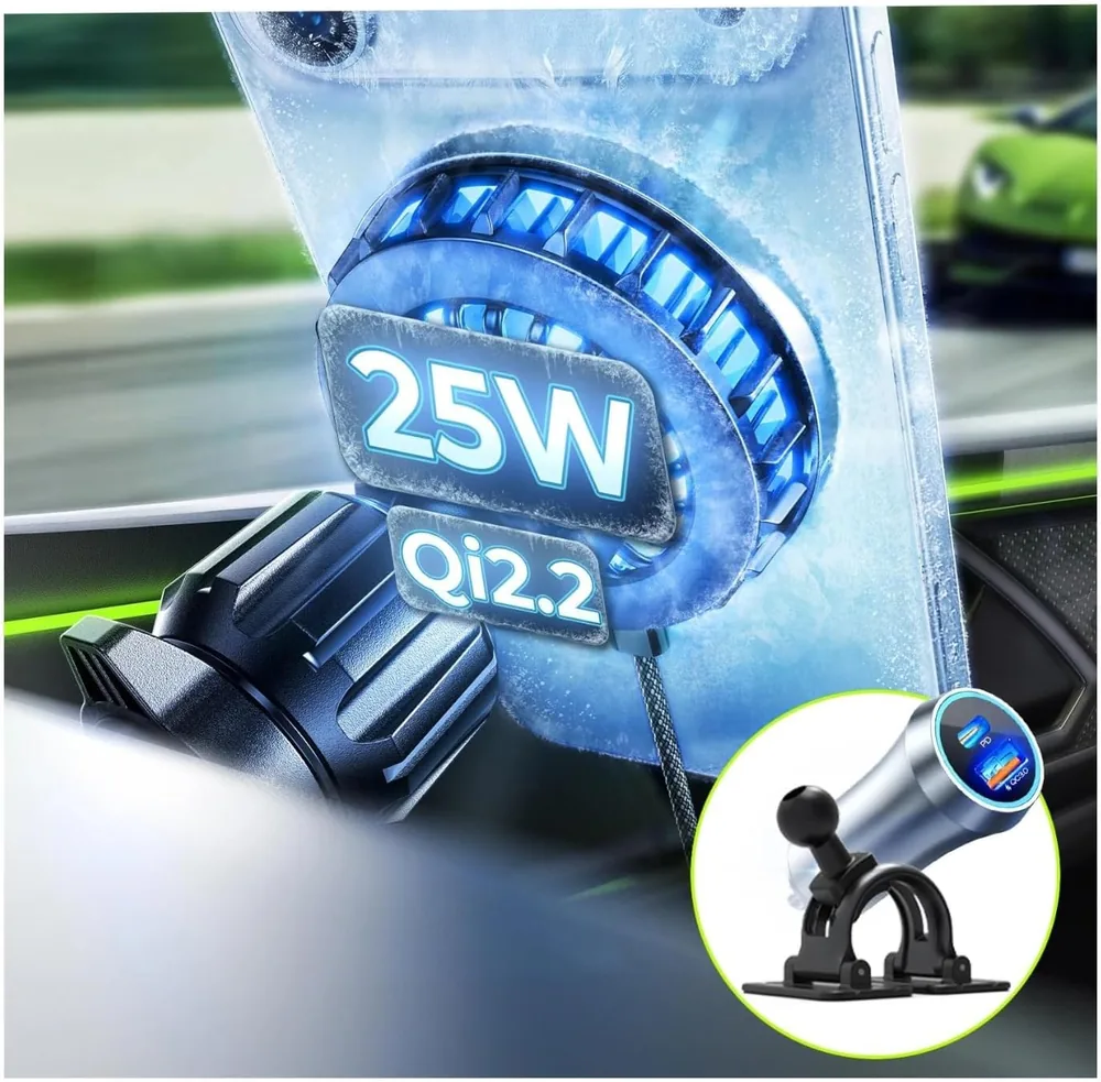LISEN for iPhone 18 Pro Max Car Charger Mount Holder for Qi2.2 25W Cooling product view