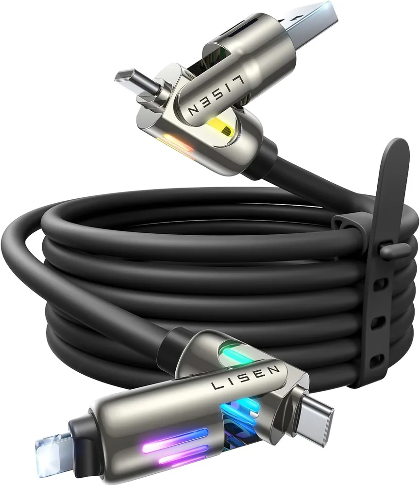 LISEN Chubby 4 in 1 Charging Cable (6.6FT) with Light product view