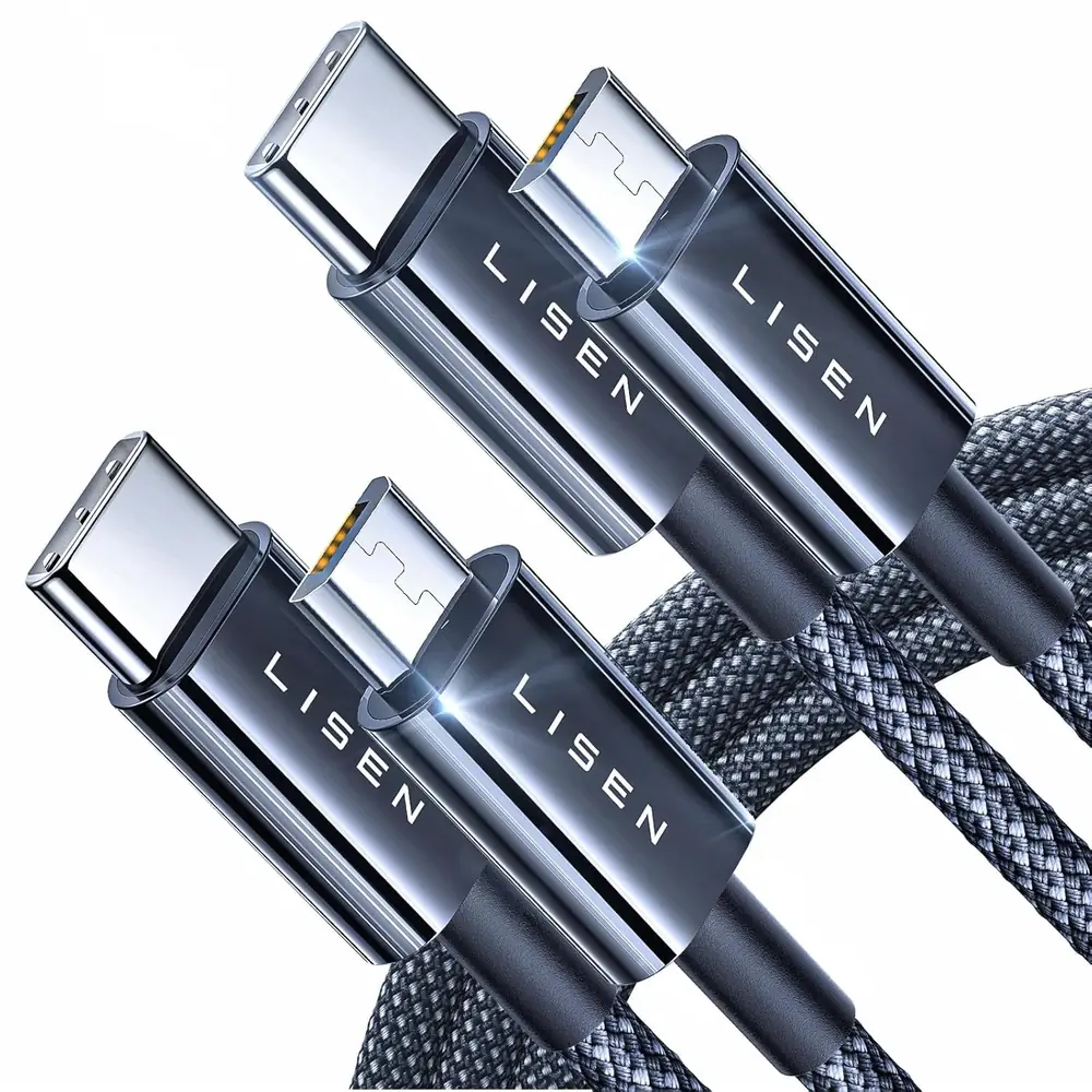 LISEN 2-Pack USB C to Micro USB Cable 1FT Nylon Braided - Standard