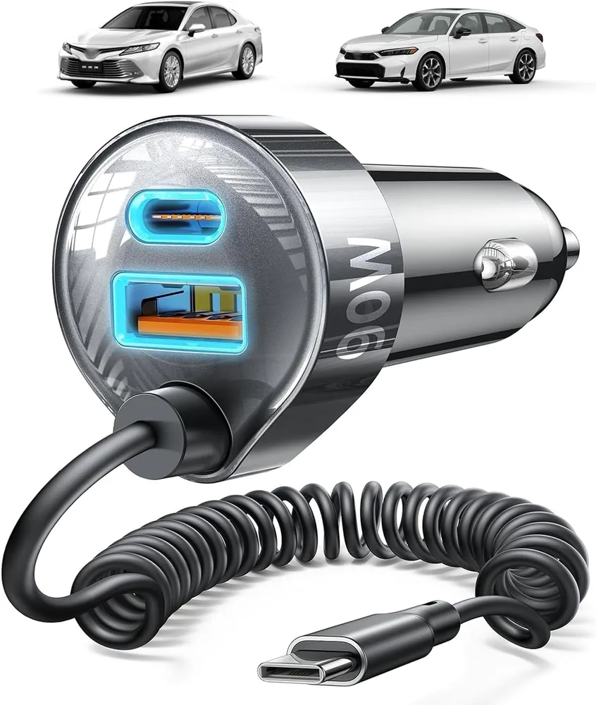 LISEN for iPhone 18/17 Pro Max Car Charger USB C Fast Charge with Coiled Cable product view