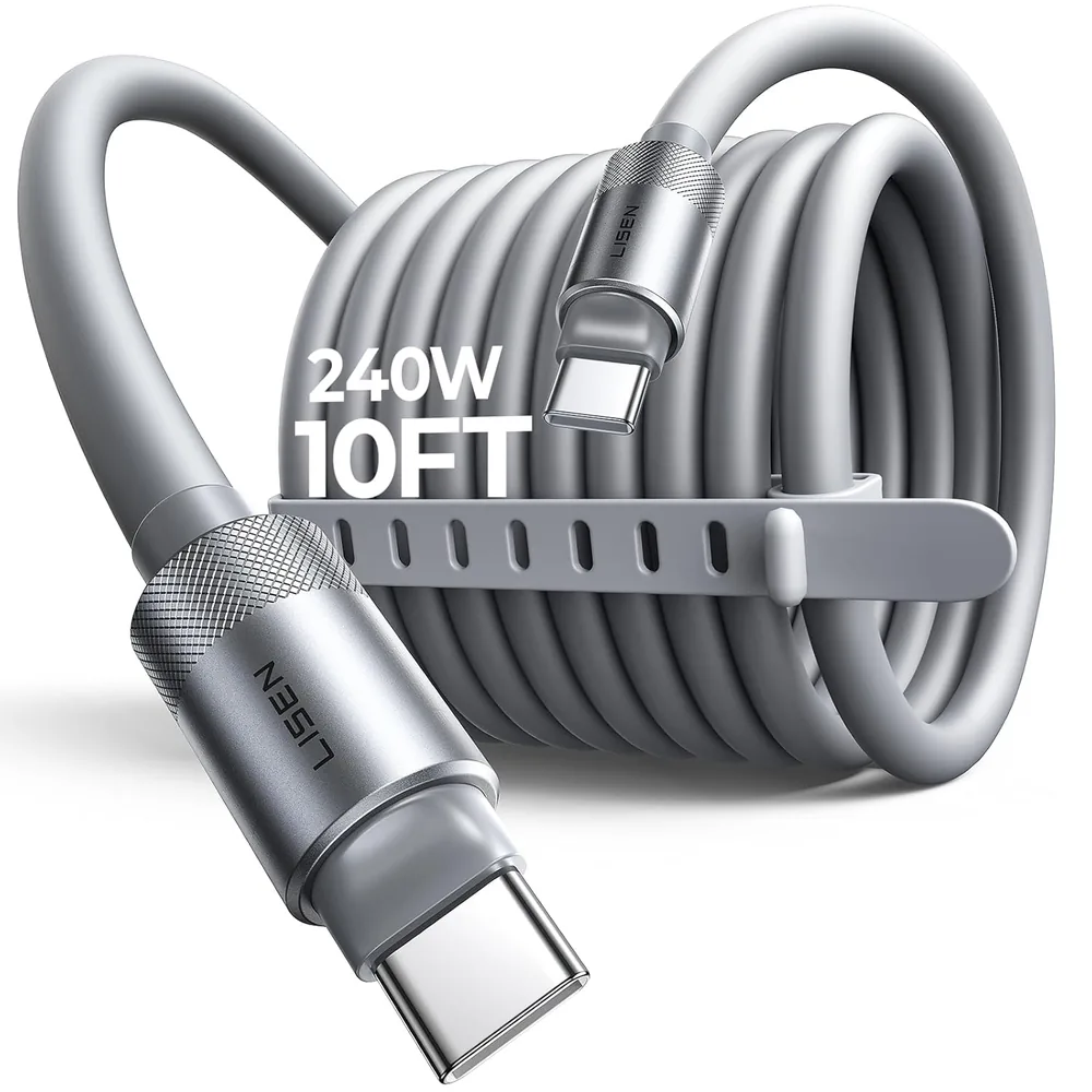 LISEN 10FT USB C Cable Fast Charging Chubby 240W USB C to USB C Cable Cord product view