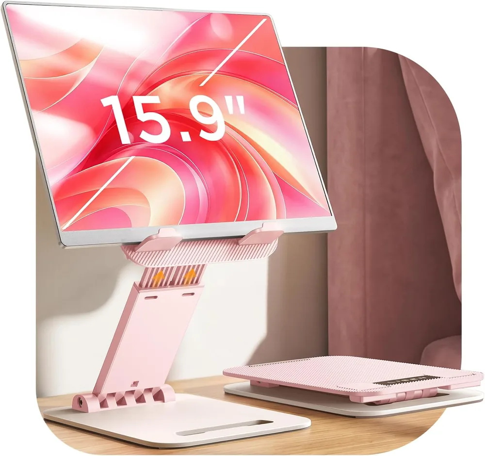 LISEN for iPad Stand Adjustable Tablet Holder Desk - Pink
