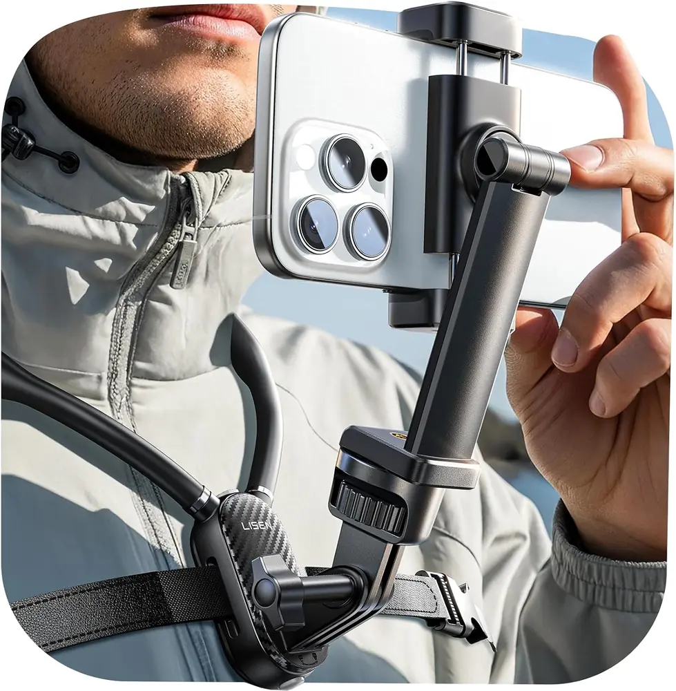 LISEN Neck Phone Holder for Video Recording POV Camera Phone Chest Mount for Gopro Neck Mount [ Upgrad product view