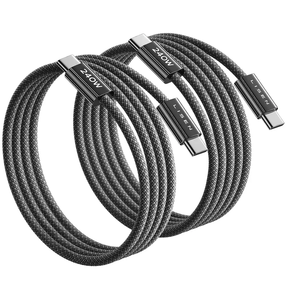 LISEN USB C to USB C Cable, 240W Fast Charging Cable (3.3FT+6.6FT) - Black · 2 Count