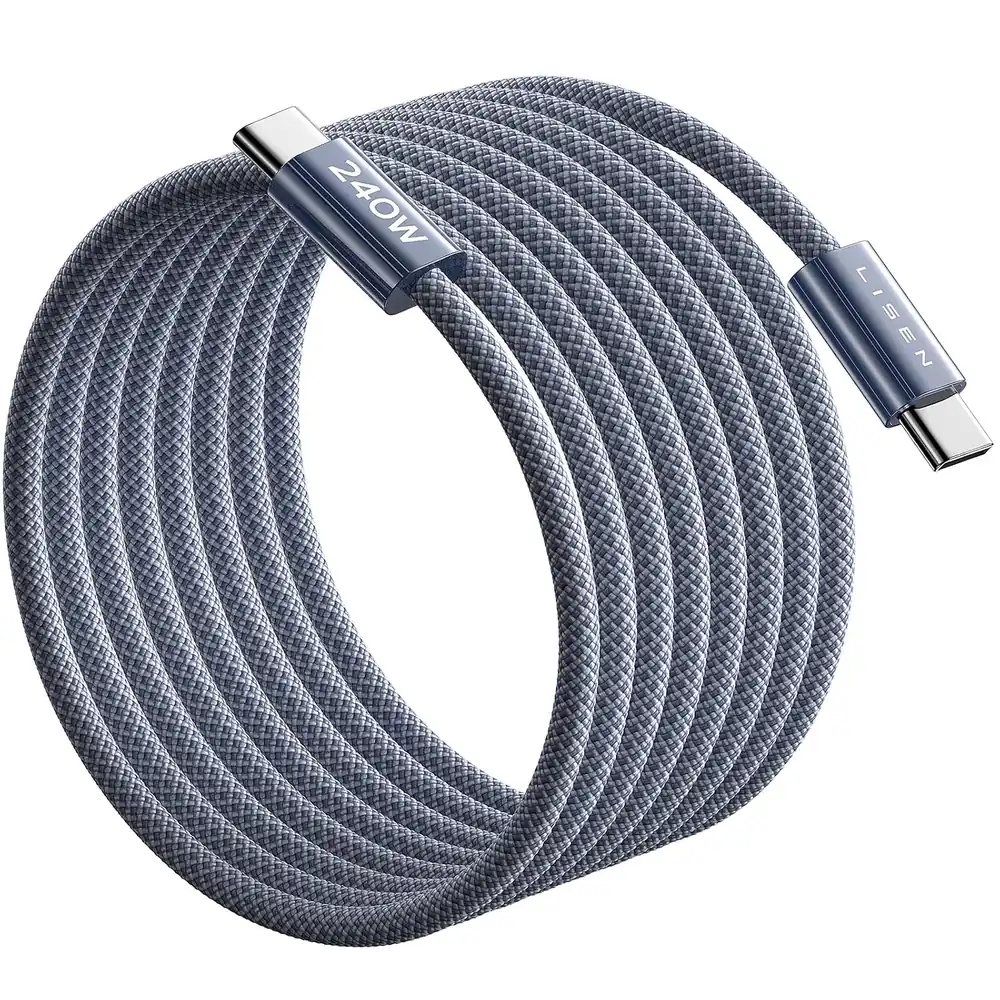 LISEN Long USB C to USB C Cable, 240W Fast Charging (10FT - Midnight · 1 Count