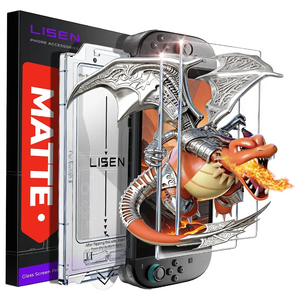LISEN for [Matte Version] Nintendo Switch 2 Screen Protector (Anti-Glare & Auto Alignment Kit) Tempered product view
