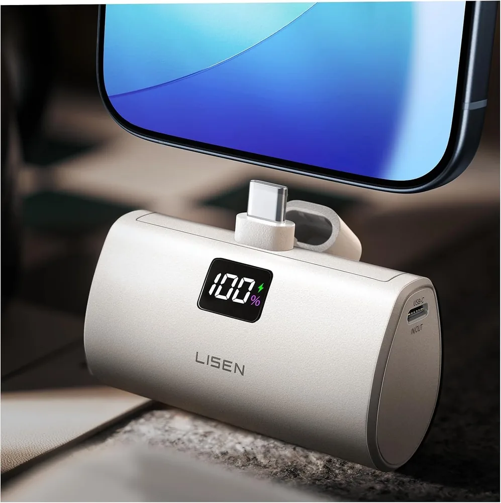 LISEN 6800mAh Capsule Portable Charger, Mini USB-C Power Bank for iPhone 18 Pro/17/16/15 product view