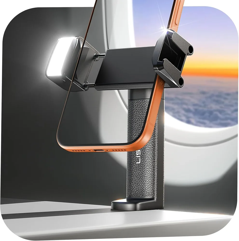 LISEN Airplane Phone Holder with Light, Universal Phone Mount for Desk product view