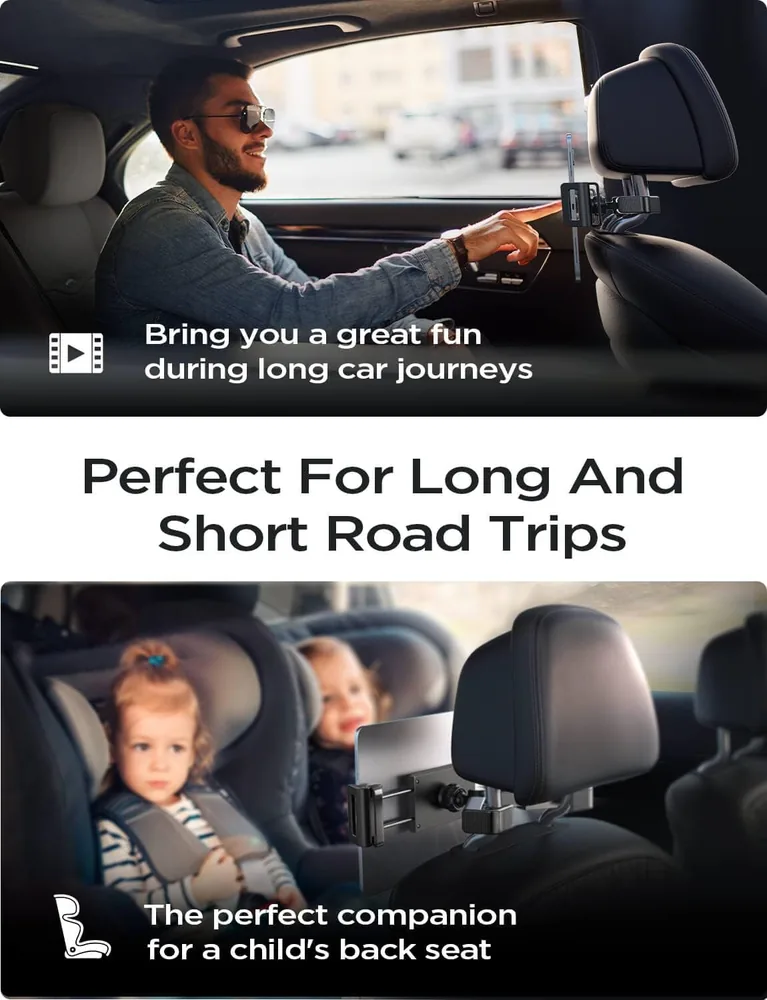 LISEN iPad Holder Backseat Headrest Tablet Holder for Car feature view for black · 1 Count
