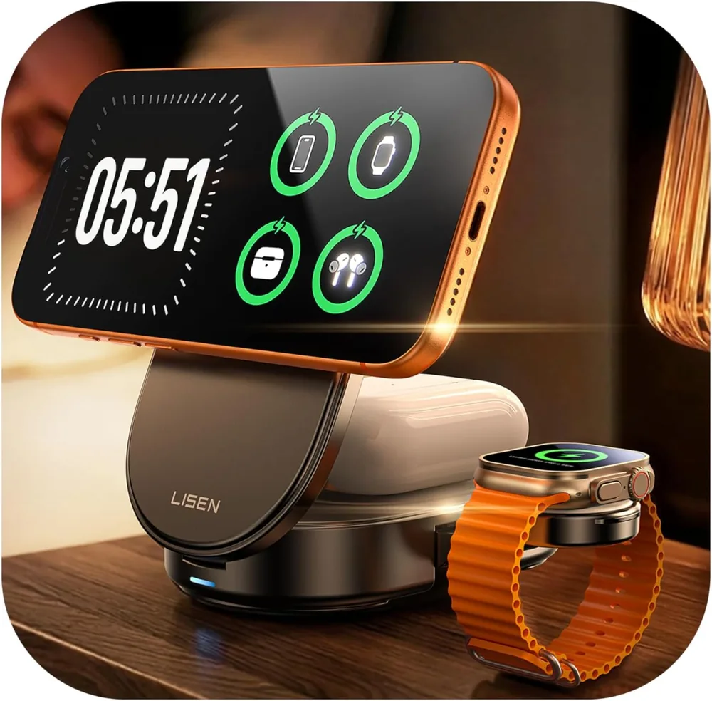 LISEN 25W 3 in 1 Charging Station Apple Watch Charger for iPhone 18 Pro/Max product view