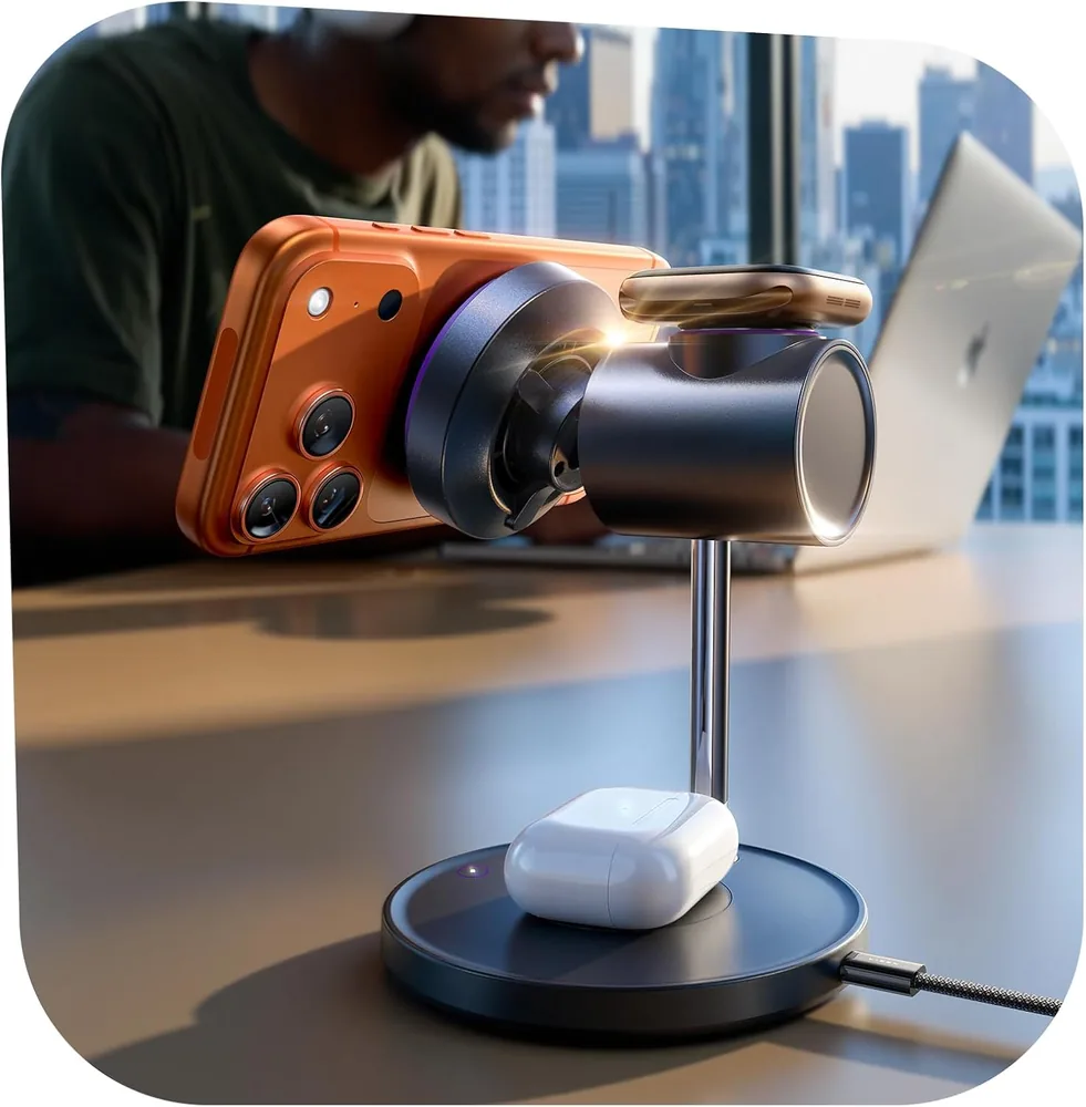 LISEN Qi2.2 25W 3-in-1 Charging Station for iPhone Device product view