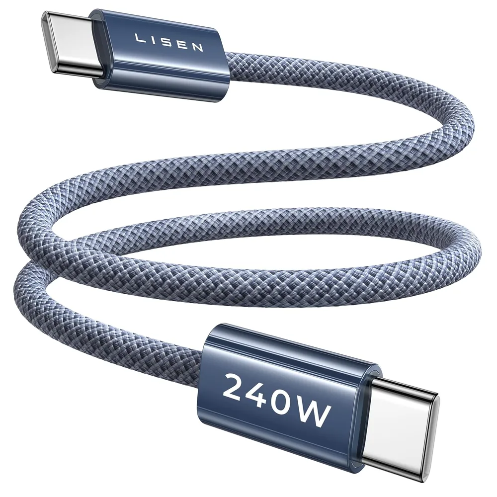LISEN 240W Short USB C to USB C Cable (1.5FT/ 2 Pack/Midnight) product view
