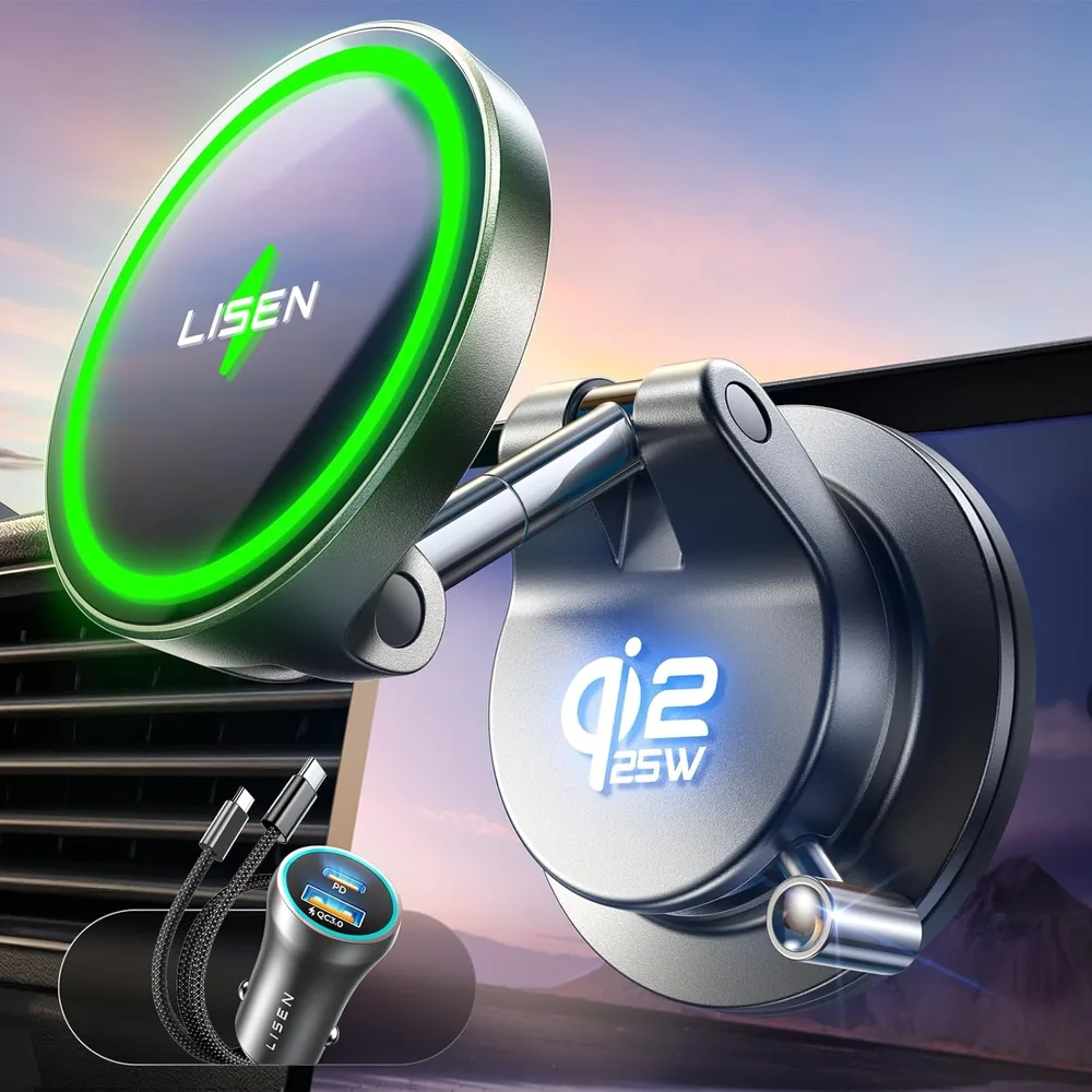 LISEN for iPhone MagSafe Car Mount Charger, 25W MagSafe Car Charger product view