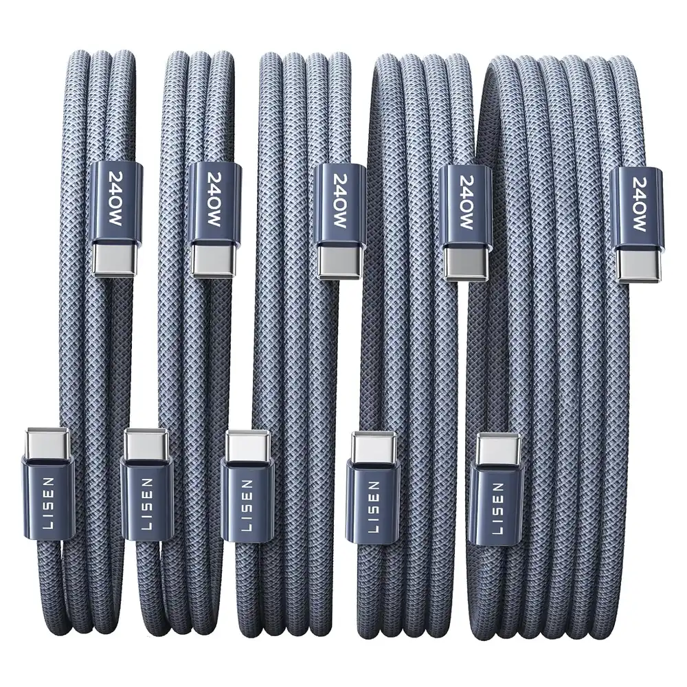 LISEN USB C to USB C Cable, 240W Fast Charging PS/2 Charging Cable - Midnight · 30 Feet