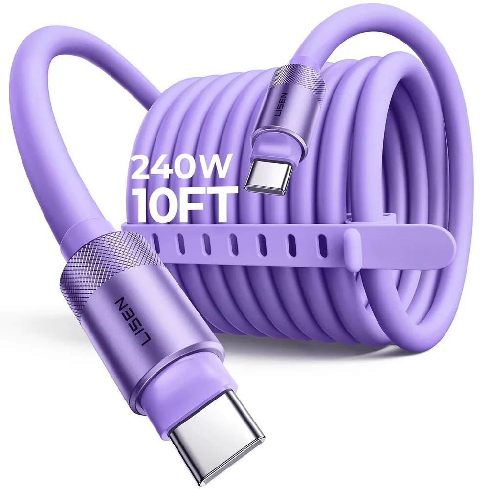 LISEN 10FT USB C Cable Fast Charging - Purple · 10 Feet