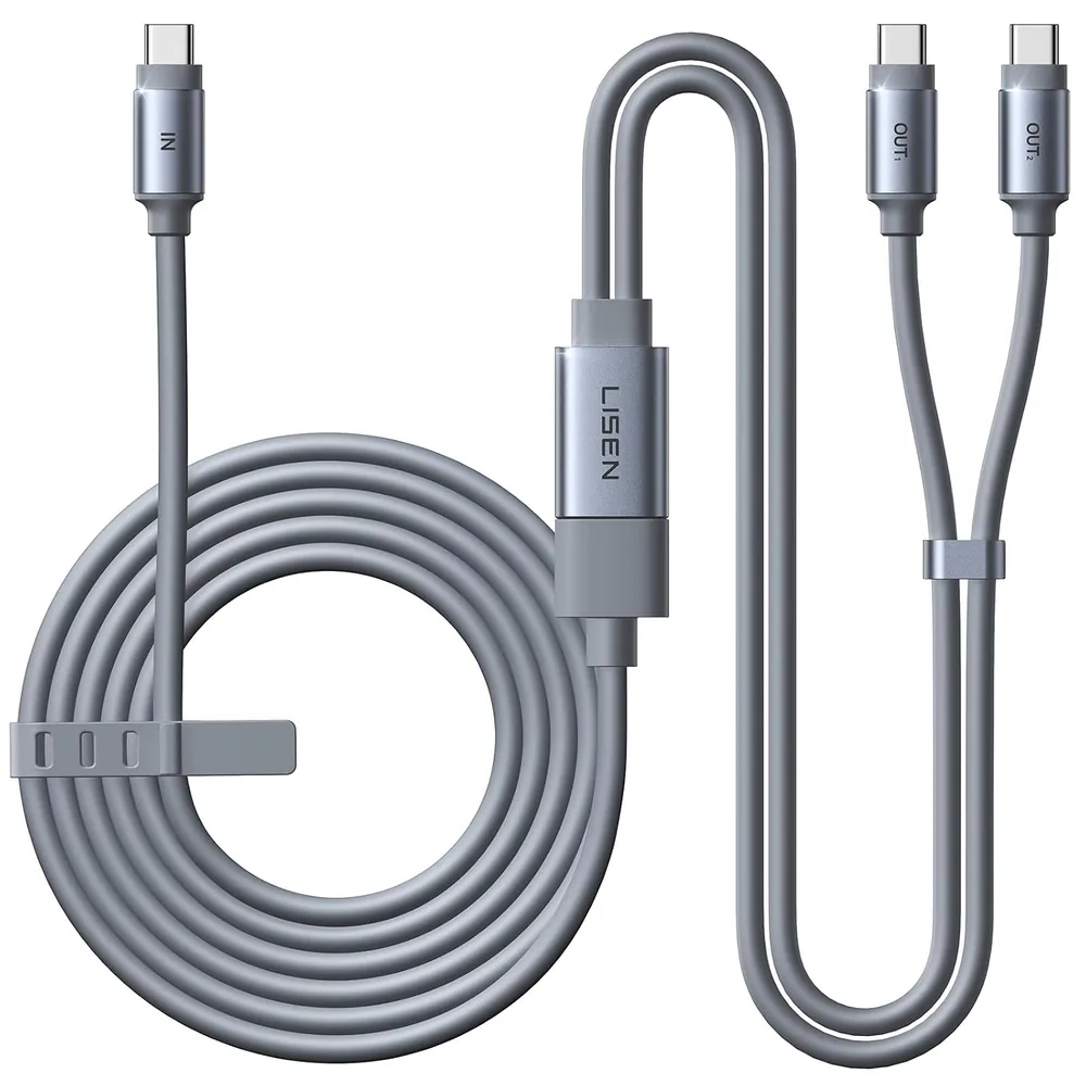 LISEN USB C Splitter 1 in 2 Out Charging, 140W Max Dual USB C to USB C Cable product view