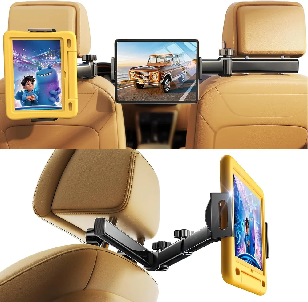 LISEN iPad Holder for Car Mount, Car Headrest Tablet Holder 4 Adjust Arm product view