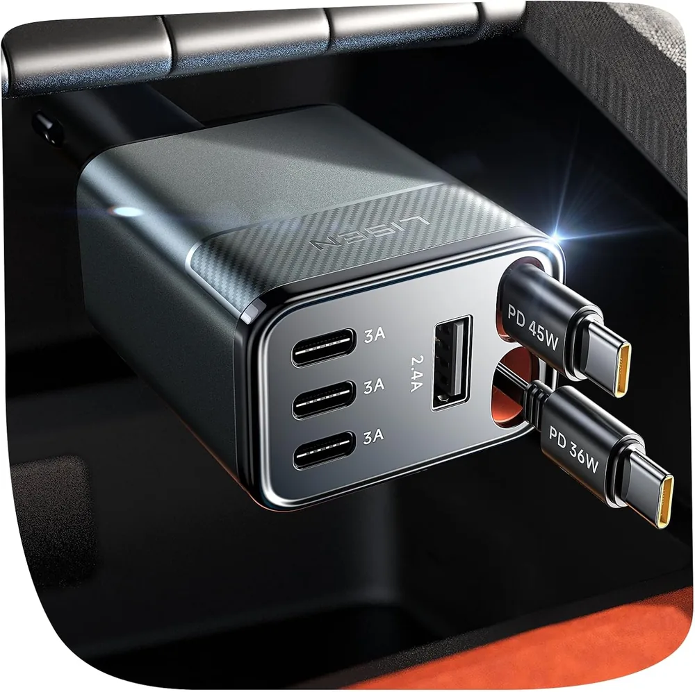 LISEN 138W Retractable USB C Car Charger Fast Charge 6-Port for iPhone 18 product view