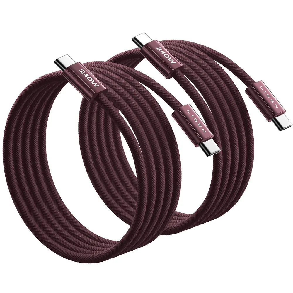 LISEN USB C to USB C Cable, 240W Fast Charging Cable (6.6FT+6.6FT) product view